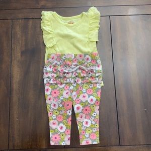 Cat & Jack matching set 3-6 month neon and floral